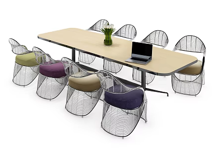 Modern Conference Table and Chair Conference Table and Chair Combination 3d model