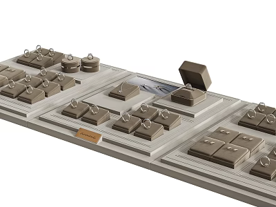 Elegant Modern Jewelry Display Stand Featuring Neatly Arranged Boxes And Storage Compartments 3d model