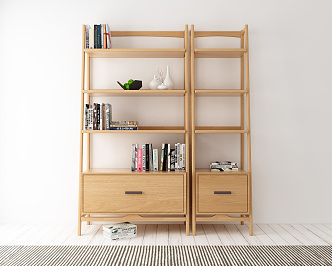 Nordic Bookcase Simple Display Cabinet 3d model