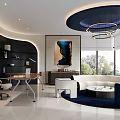 Modern Upscale Executive Office Interior With Functional Workspace And Stylish Comfortable Reception Lounge Area