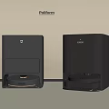 Poliform Modern Black Audio Speakers Placed On Beige Tabletop Against Wall