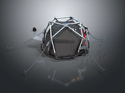 Modern Spherical Camping Tent With Sturdy Metal Frame And Support Poles 3d model