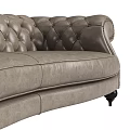 Classic Gray Leather Double Sofa With Button Tufted Design And Rolled Arms 3d model