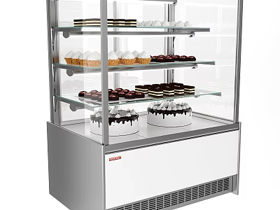 Commercial Cake Display Refrigerator With Glass Shelves And Stainless Steel White Design 3d model