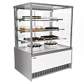 Commercial Cake Display Refrigerator With Glass Shelves And Stainless Steel White Design