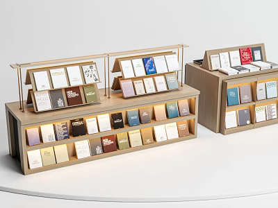 Modern Wooden Bookshelves with Metal Frames Displaying Various Colored Books on Multiple Shelves 3d model