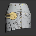 Medieval Weapon Helmet With Silver And Gold Metal Rivets And Grill Design