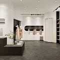 C.S.S Designer Clothing Studio Black White Exterior With Window Display Mannequins Plants Chair Table