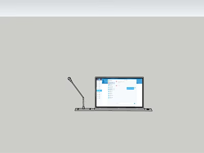 Modern Portable Laptop With Adjustable Microphone Stand For Video Calls And Online Meetings 3d model