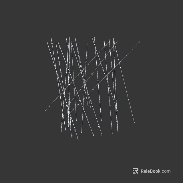 Minimalist Abstract White Lines Pattern On Black Background With Artistic Intertwined Design 3d model