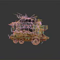 Red And Black Armored Tank With Mechanical Spiked Structures And Detailed Armor Design