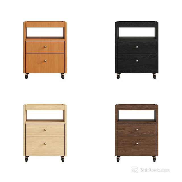 Entryway Side Cabinet With Multiple Colors Drawers Open Shelf And Wheels 3d model