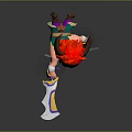 Game Character With Red Hair And Glowing Weapon In Dynamic Action Stance