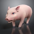 Cute Pink Pig 3D Cartoon Character With Blue Eyes And Adorable Design