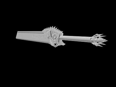 Ornate Spiked Weapon With Serrated Blades Intricate Designs Spiked Tip And Metal Construction 3d model