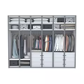 Modern Wardrobe Interior Design With Hanging Folded Clothes And Drawers 3d model