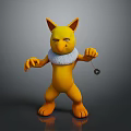 Yellow Mythical Creature With Pointed Ears White Mane Holding Small Object In 3D Cartoon Style