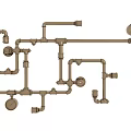 Brass Piping System with Valves Connectors and Fittings Structure Design