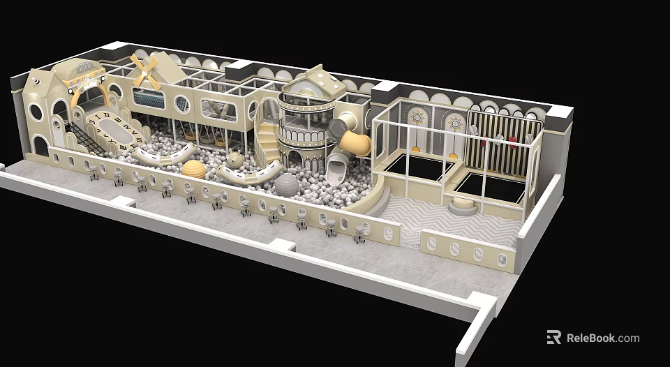 Shopping Mall Indoor Playground Store With Slides Ball Pit And Decorative Elements 3d model