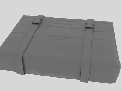 Durable Gray Padded Rectangular Cushion With Secure Straps For Storage 3d model