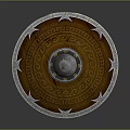 Ornate Round Shield With Intricate Patterns Metal Center And Spiked Edges