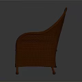Brown Wicker Chair Interior Design With Red Cushion And Curved Armrests