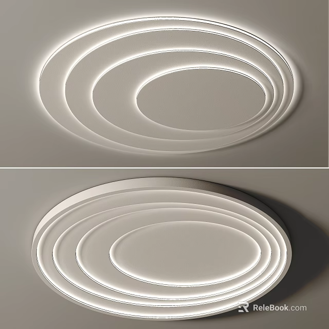 Modern Circular Ceiling Light With Multi Layer Rings And LED Lighting 3d model 