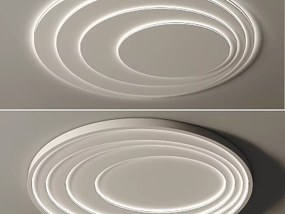 Modern Circular Ceiling Light With Multi Layer Rings And LED Lighting 3d model