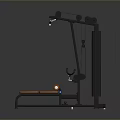 Multi Functional Home Gym Equipment With Orange Padded Bench And Black Metal Frame