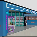 Fun Amusement Park Featuring Neon Sign Claw Machines Counter And Blue Pink Decor