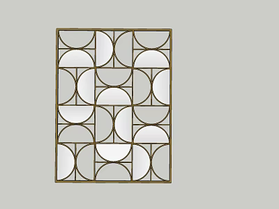 Modern Geometric Room Divider With Metal Frame And Hollow Circular Patterns 3d model