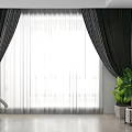 Elegant Dark Curtains With Sheer Inner Layer In Modern Living Room Interior