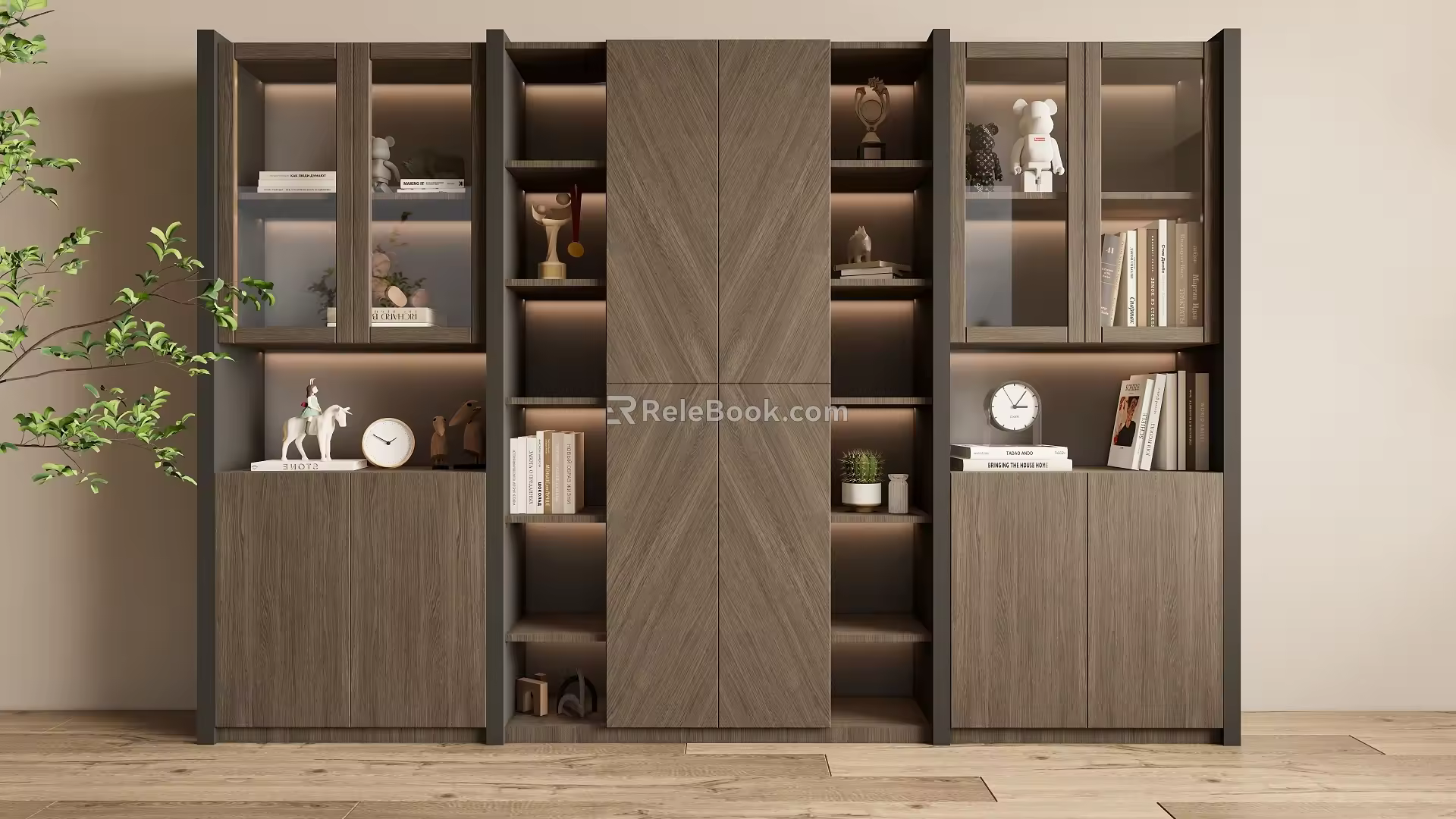 Bookcase Decorative Cabinet 3d model