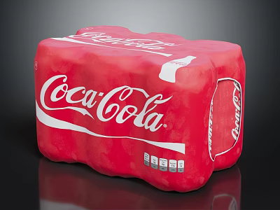 Classic Red Coca-Cola Beverage Pack With Multiple Cans For Refreshment Drink 3d model