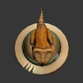 Fantasy Character With Green Hat And Small Orange Creature Perched On Top Edge