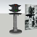 Municipal Road Traffic Light Structure With Ornamental Pole And Stone Base