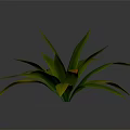 3D Rendered Plant with Broad Green Leaves and Yellow Tips on Gray Background