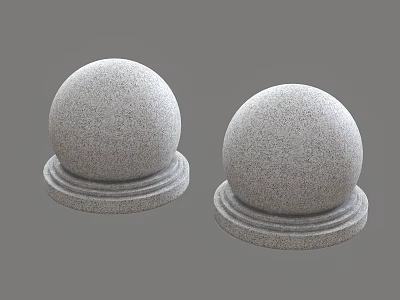 Natural Stone and Wood Decorative Spheres with Round Base for Interior Design 3d model