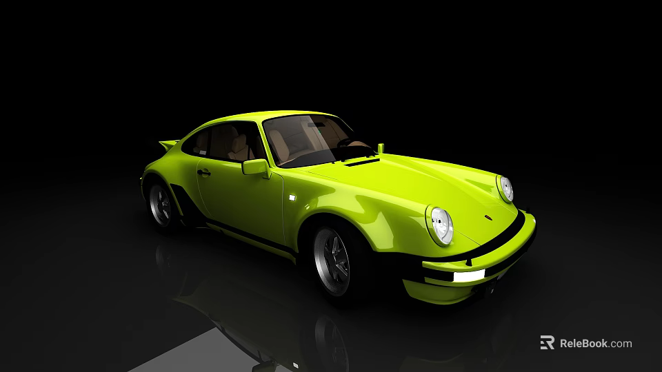 Vibrant Green Vintage Sports Car With Sleek Body And Round Headlights 3d model 