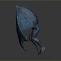 Horned Demonic Character With Large Blue Wings And Mystical Features