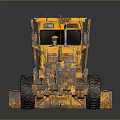 Yellow Old Construction Grader With Large Tires And Front Blade 3d model