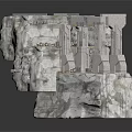 Stone Structure Scene Component With Layered Platforms Archway And Textured Surfaces