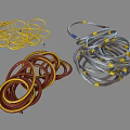 Assorted Colored Wire Rope Coils Featuring Yellow Silver And Brown With Yellow Markers
