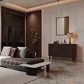 Elegant Modern Dining and Living Room Interior With Wooden Cabinets Pendant Light And Sofa
