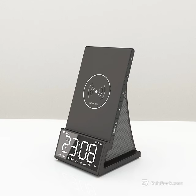 Headphone Speaker With Wireless Charging Function And Digital Clock Display Stand 3d model 