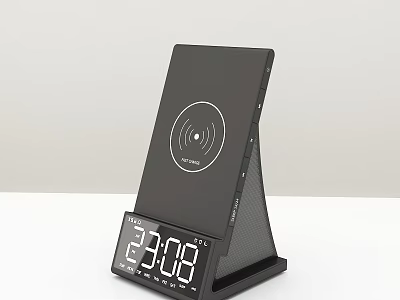 Headphone Speaker With Wireless Charging Function And Digital Clock Display Stand 3d model