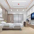 Modern Hospital Room Interior With Medical Bed TV Decorative Painting And Nightstand