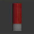 Red Cylindrical Ammunition Cartridge For Firearm With Shiny Metal Base
