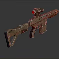 Futuristic Sniper Rifle With Red Dot Scope And Metallic Design Features