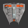 Sci Fi Starship Model With Gray Orange Design And Cockpit Windows 3d model
